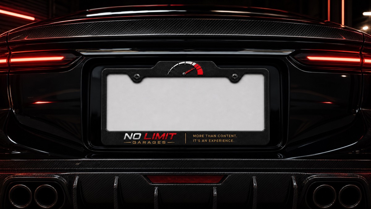 No Limit Garages license plate frame